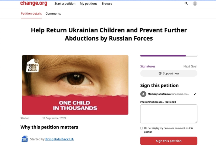 Sign the petition to help return Ukrainian children abducted by Russia